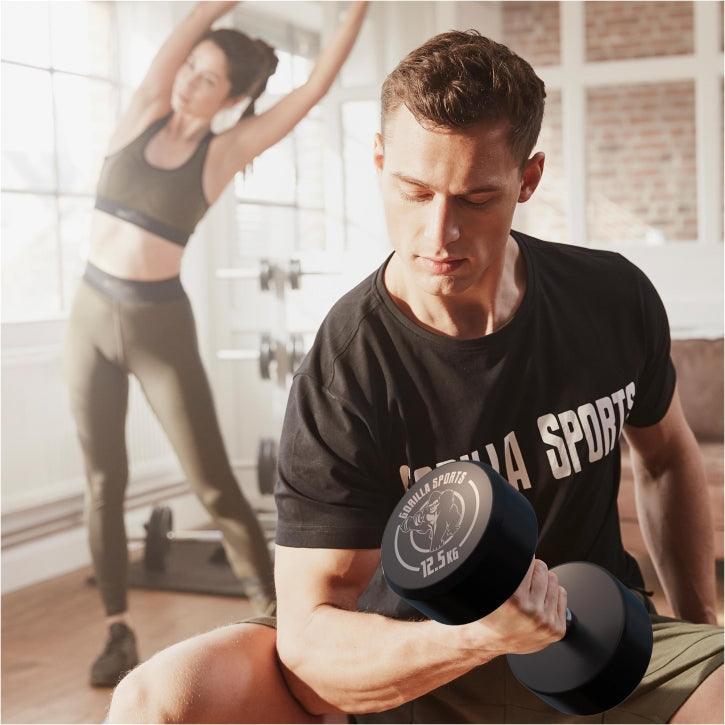 Gorilla Sports Dumbell - 12,5 kg - Gietijzer (rubber coating) - Met logo 5/7