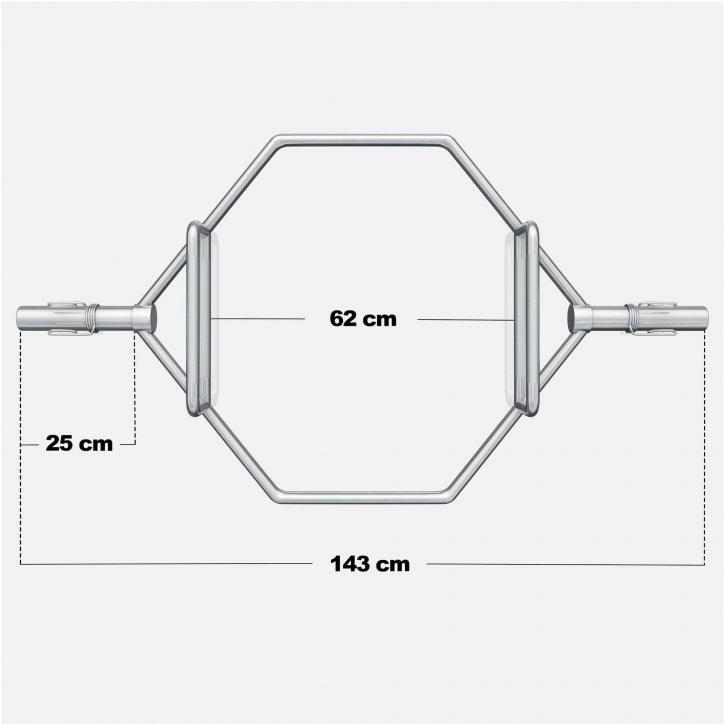 BARRE OLYMPIQUE HEXAGONALE | 25KG DIAM 50MM | MAX 270KG | STOP DISQUES À RESSORT 6/7