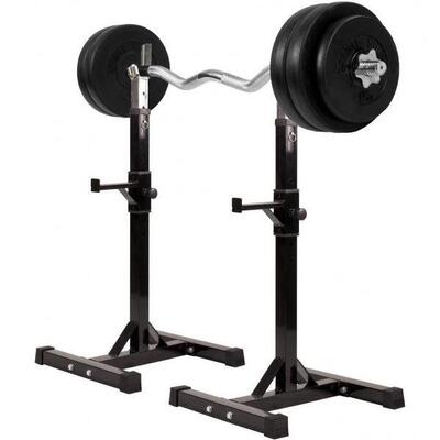 Haltersteunen met 35 kg halterset - squat rek - halter met gewichten -