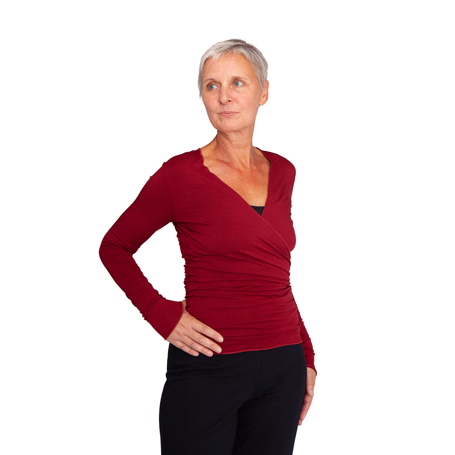Yoga Wickeljacke, Modal, Bordeaux 3/6
