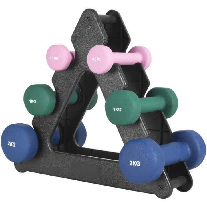 SUPPORT NOIR POUR 6 HALTÈRES VINYLES | FITNESS ET MUSCULATION 3/6