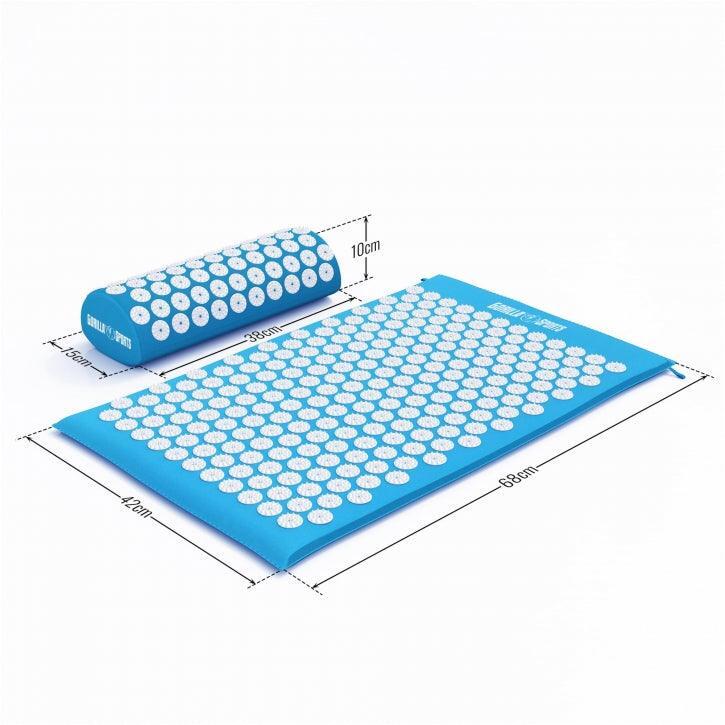 Tapis d'acupression GORILLA SPORTS bleu 68x42x2,5 cm avec coussin 3/8
