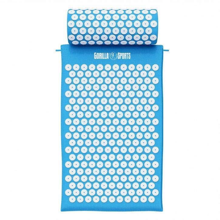 Tapis d'acupression GORILLA SPORTS bleu 68x42x2,5 cm avec coussin 2/8