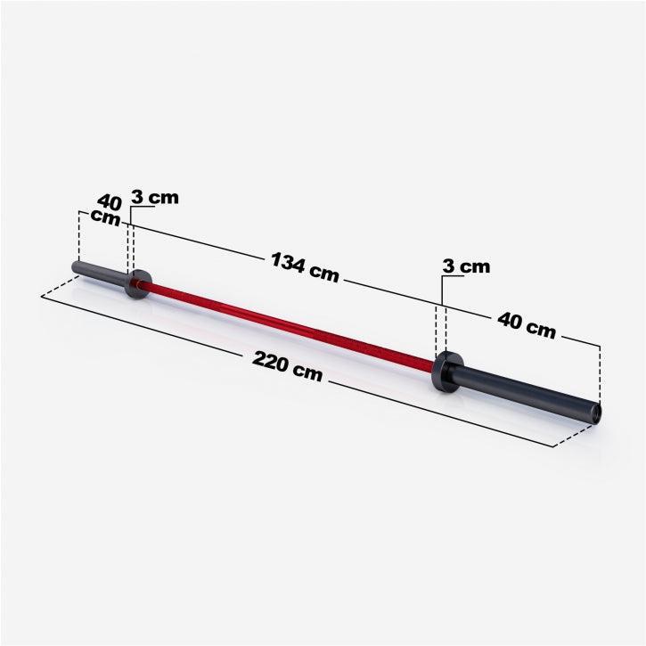 BARRE OLYMPIQUE PREMIUM 220CM | 20KG DIAM 50MM | MAX 680KG | COLORIS AU CHOIX 6/7