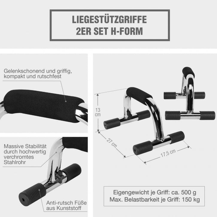 GORILLA SPORTS Par Empuñaduras Push Up Gorilla Sports Cromadas/Negro