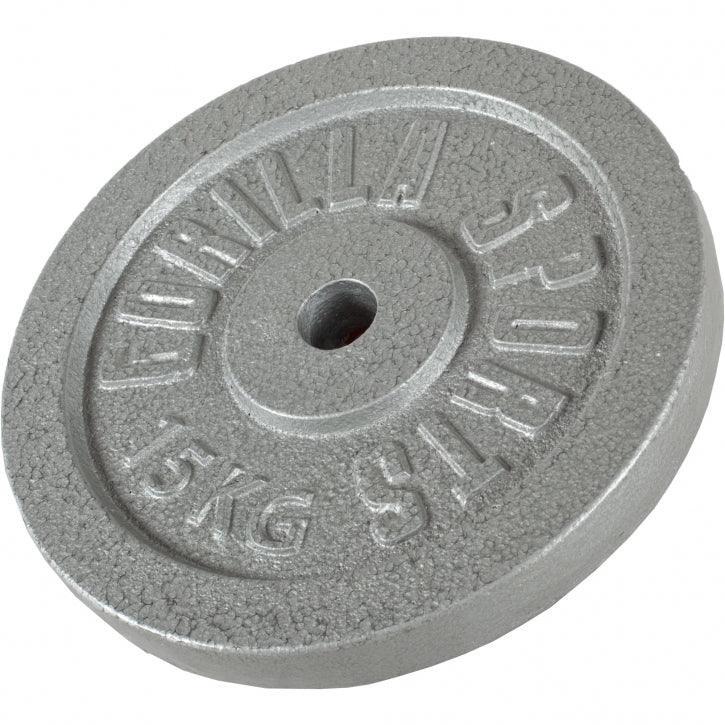 Gorilla Sports - Disque De Musculation Fonte Gris | Diam 31mm | Au Choix De 1,25kg À 30kg - Poids De Musculation - Gris - 15 Kg - Decathlon