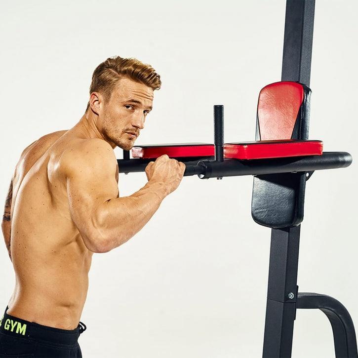 STATION DE TRACTION MULTIFONCTION NOIR ROUGE | MUSCULATION 3/7