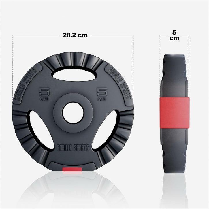 Gewichtsschijf - Olympisch - Halterschijf - 5 kg - Kunststof Gripper - 50 mm 4/6