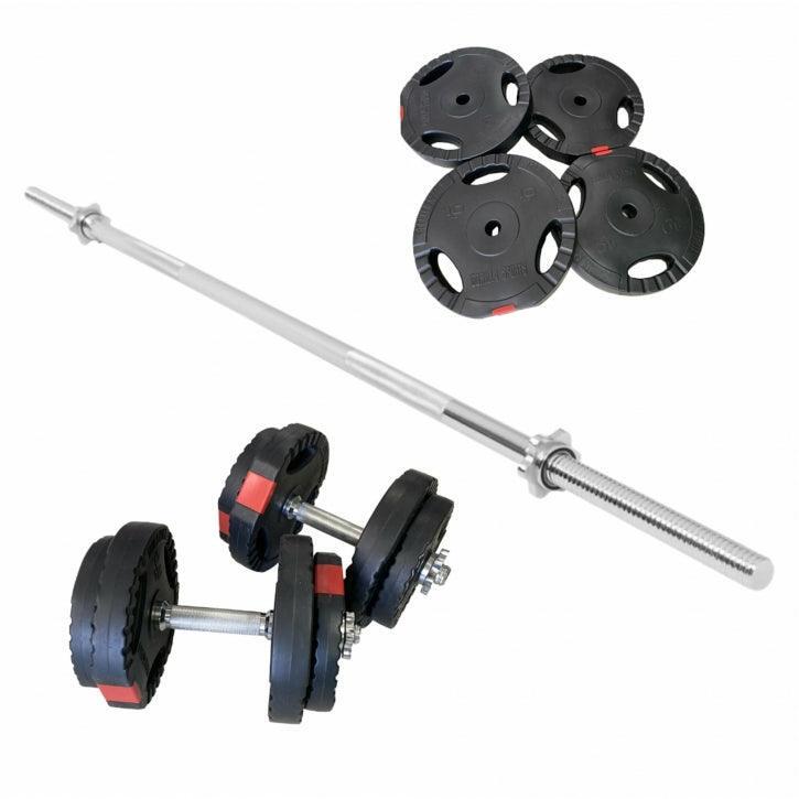 Gorilla Sports - Set De Barres D'Haltère Avec Disques De Poids - Kit Haltères - Noir - Decathlon