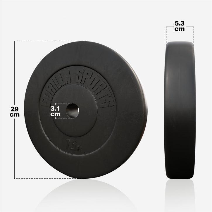 Discuri din plastic umplute cu ciment, 1.25 - 15kg, 30/31mm, Gorilla Sports