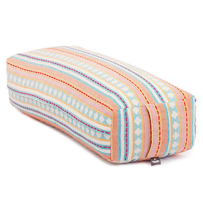 Salamba (rechteckig) Yoga-Bolster. Jacquard. apricot-hellblau. Dinkelhülsen