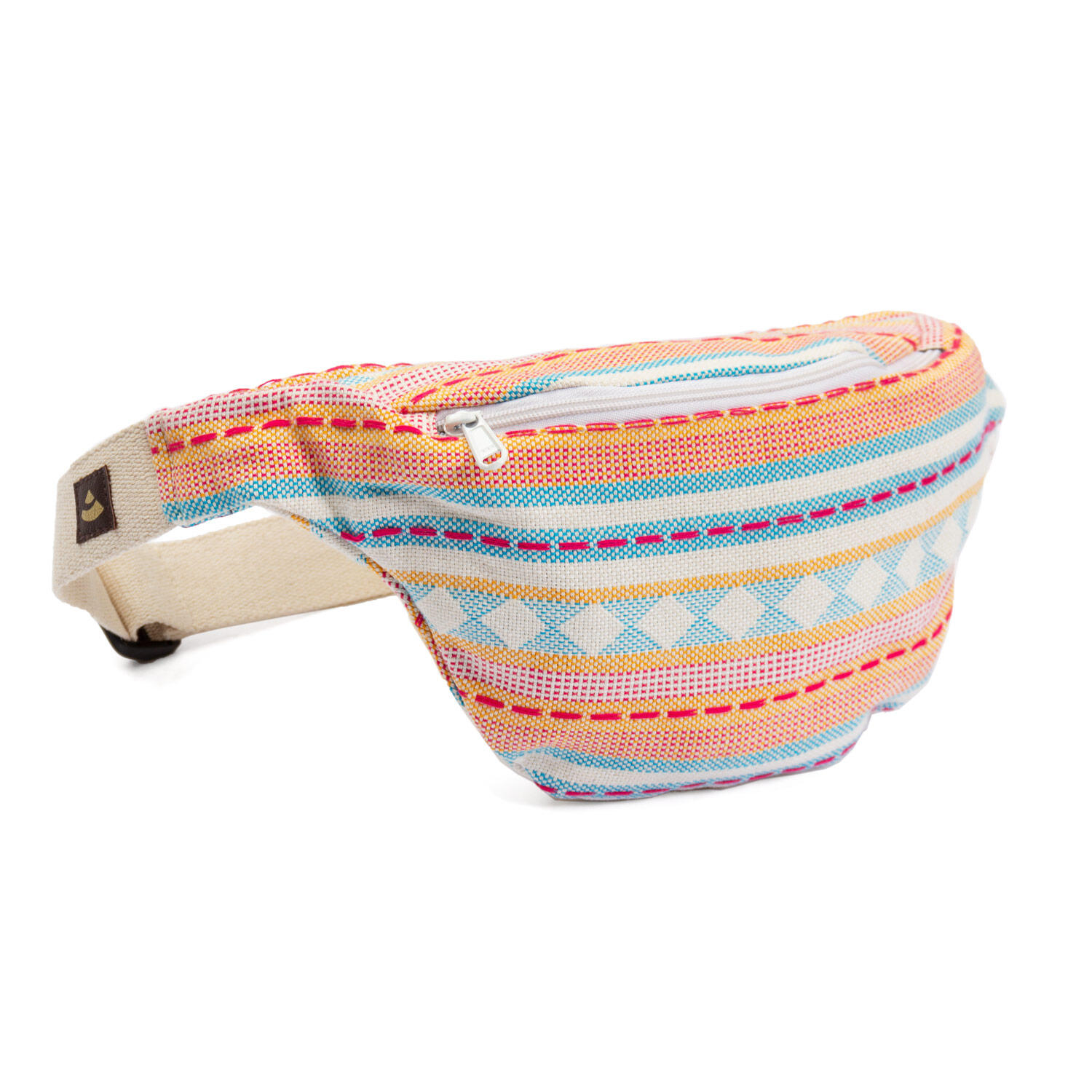 Bauchtasche Jacquard-Webstoff, apricot-hellblau gemustert, Hip Bag 1/6
