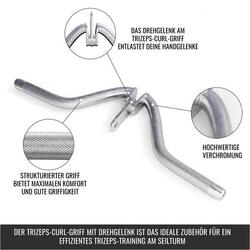 BARRE TRICEPS CURL AVEC ÉLÉMENT D'ATTACHE | ACCESSOIRE MUSCULATION