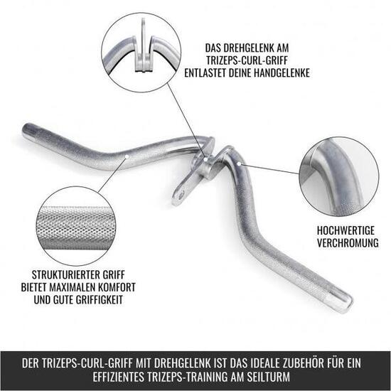 BARRE TRICEPS CURL AVEC ÉLÉMENT D'ATTACHE | ACCESSOIRE MUSCULATION