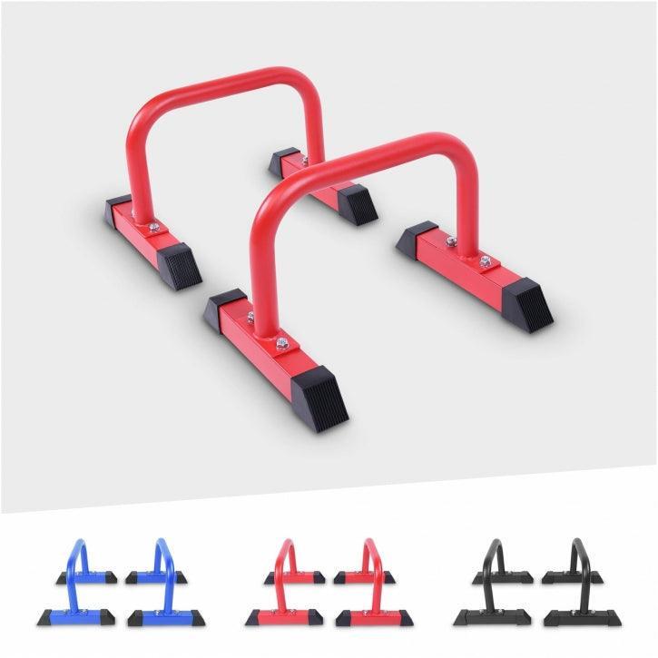 GORILLA SPORTS Push Up Parallettes Schwarz/Blau/Rot