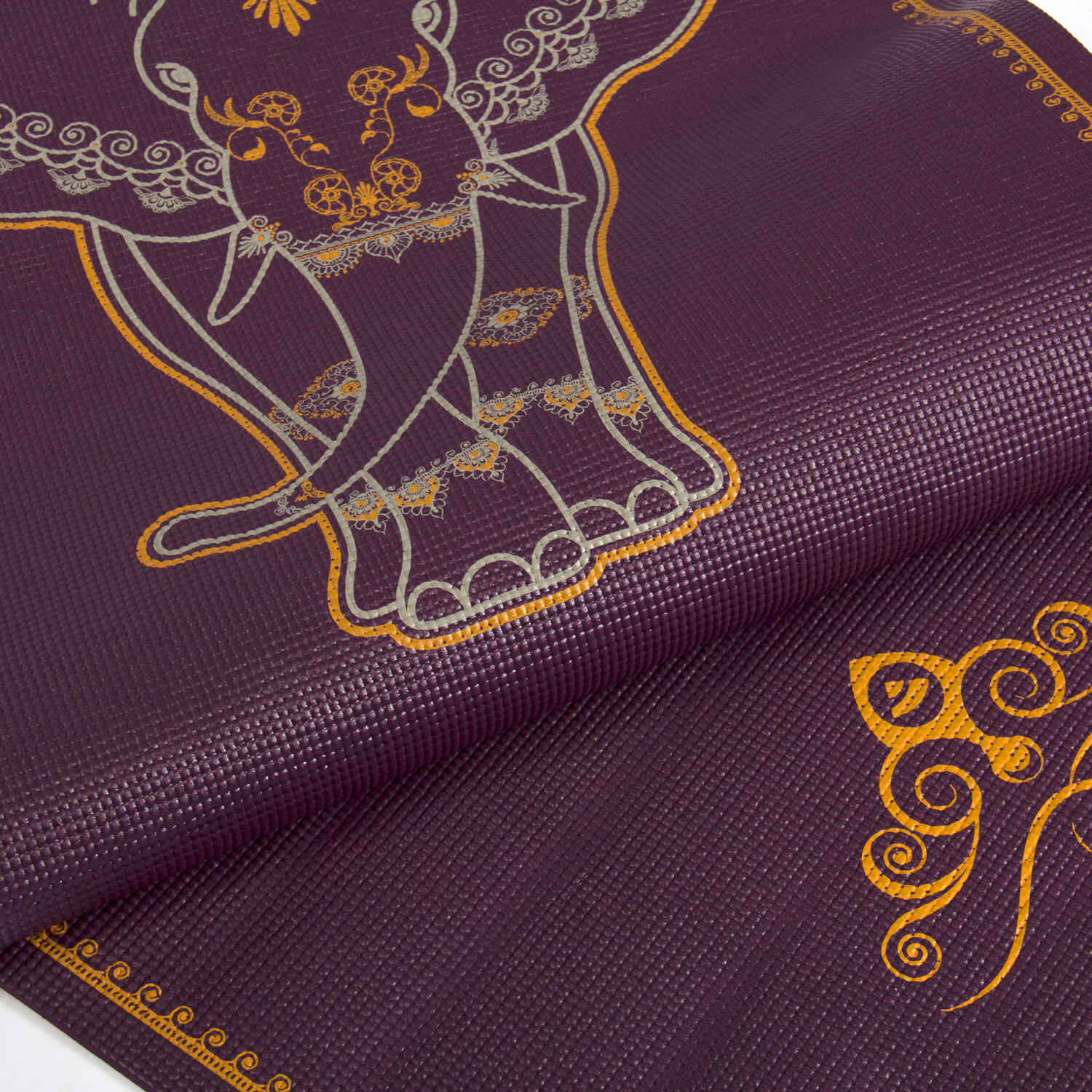 Tappetino da yoga Bodhi Leela Elephant 4,5 mm - Viola con elefante 5/7