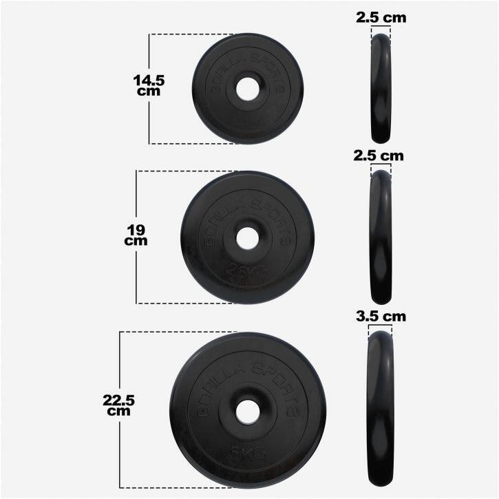 8 POIDS EN CAOUTCHOUC | MUSCULATION | DIAMETRE 31 MM | 4x5, 2x2,5 et 2x1,25 KG 2/7