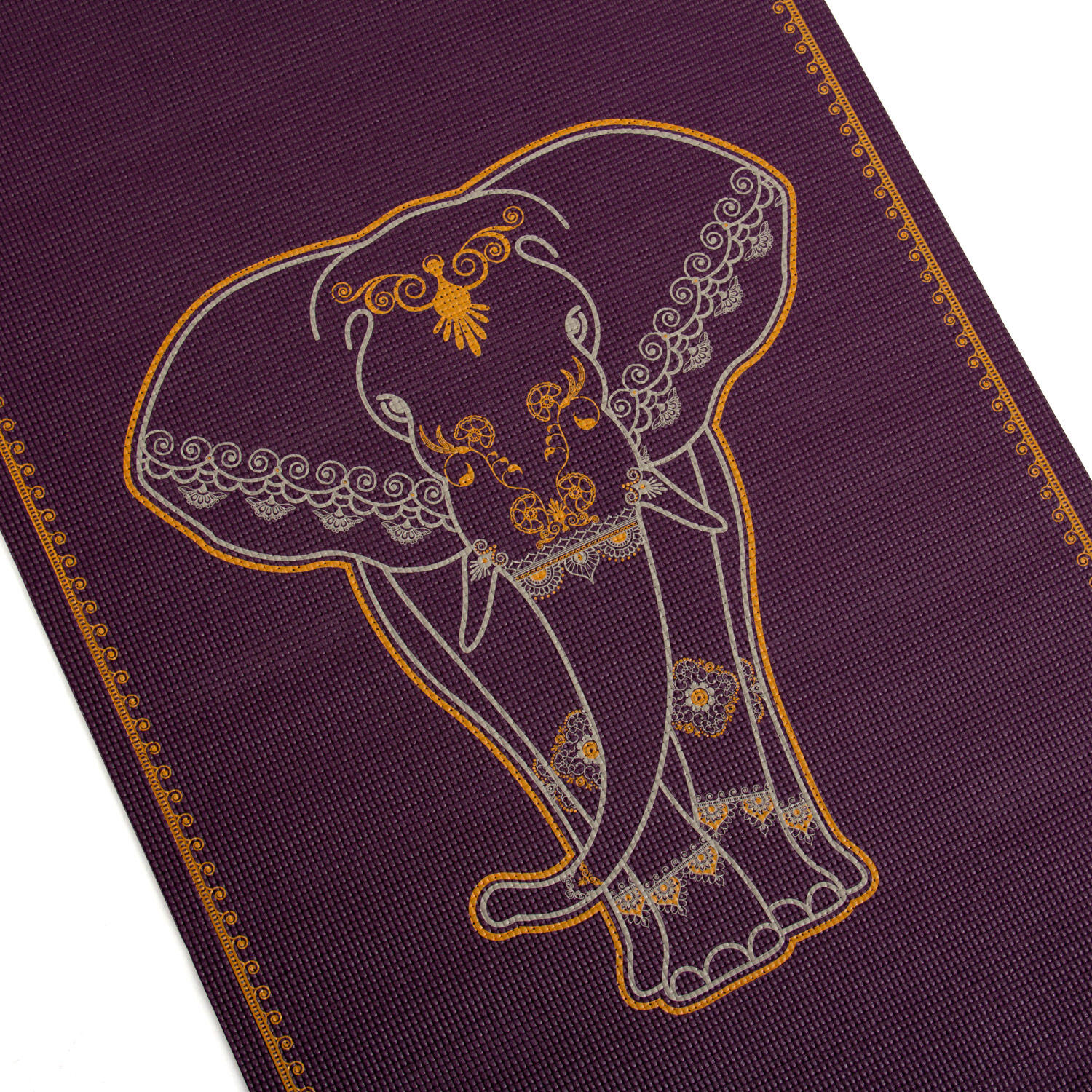 Tappetino da yoga Bodhi Leela Elephant 4,5 mm - Viola con elefante 3/7