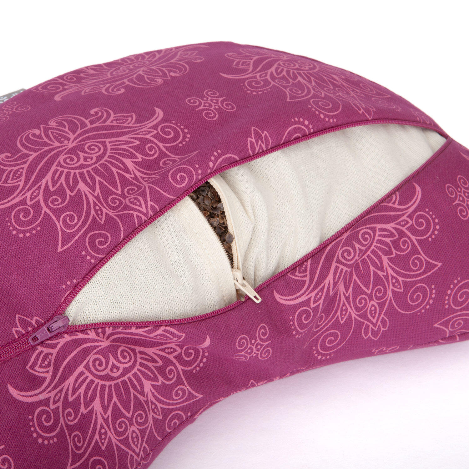 Maharaja Collection: Gemusterter Yogi Mond "Lotus", berry, Buchweizenfüllung 2/6