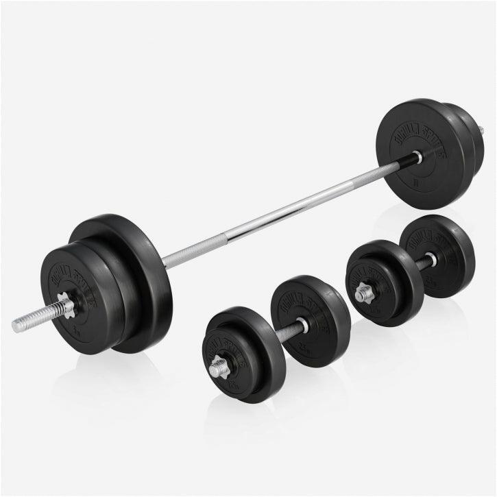 Banc de musculation avec set d'haltères longs 2/7