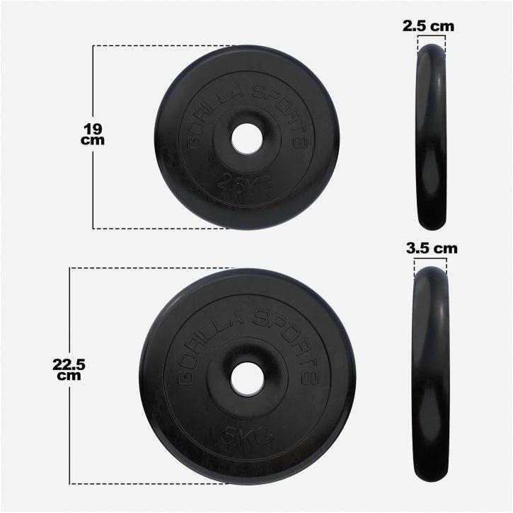 8 POIDS EN CAOUTCHOUC | MUSCULATION | DIAMETRE 31 MM | LOT DE 4x5 KG et 4x2,5 KG 3/7