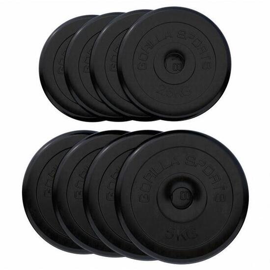 8 POIDS EN CAOUTCHOUC | MUSCULATION | DIAMETRE 31 MM | LOT DE 4x5 KG et 4x2,5 KG