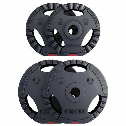 Lot de disques en plastique de 2 x 5 KG et 2 x 10 KG avec poignées (poids grip)