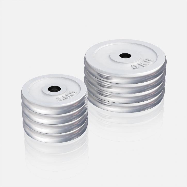 8 DISQUES DE POIDS CHROMÉS | DIAMETRE 31 MM | MUSCULATION | 4x5KG ET 4x2,5KG 3/7