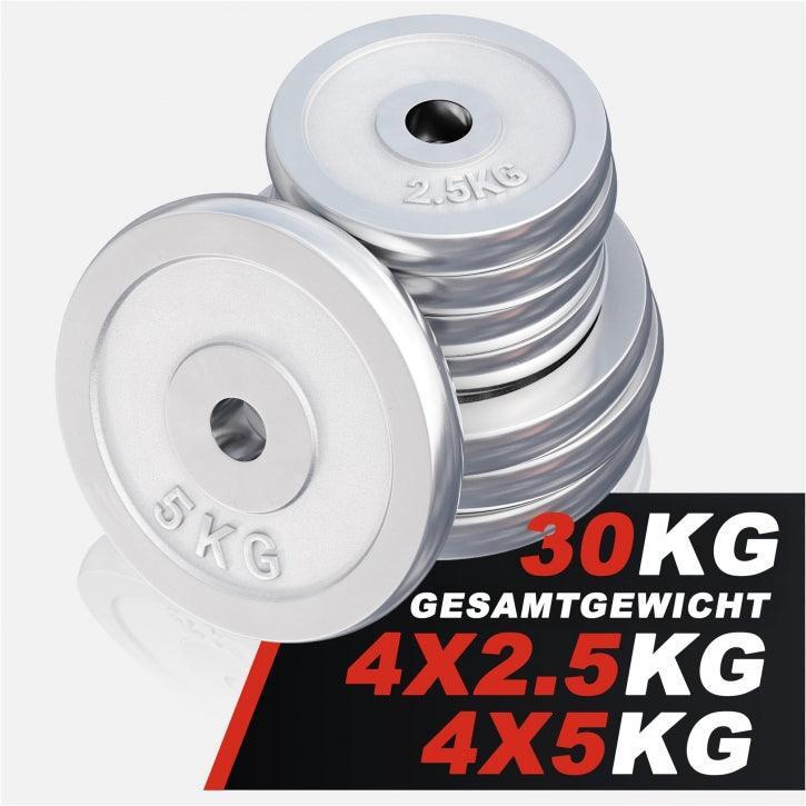 8 DISQUES DE POIDS CHROMÉS | DIAMETRE 31 MM | MUSCULATION | 4x5KG ET 4x2,5KG 4/7