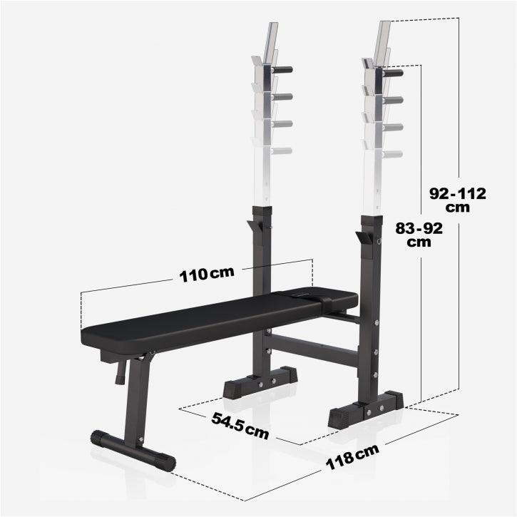 Banco Musculación y Pesas Gorilla Sports Negro Plegable con Rack para Barra 2/7