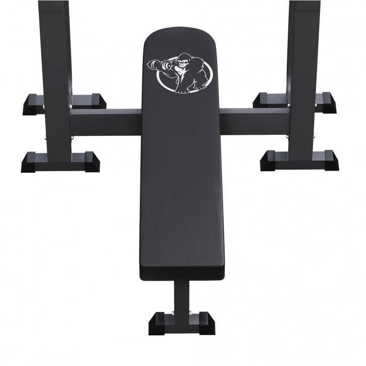 Vlakke Halterbank - Fitnessbank - Haltersteunen - Belastbaar tot 250 kg - Zwart 7/7