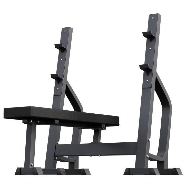 Vlakke Halterbank - Fitnessbank - Haltersteunen - Belastbaar tot 250 kg - Zwart 4/7