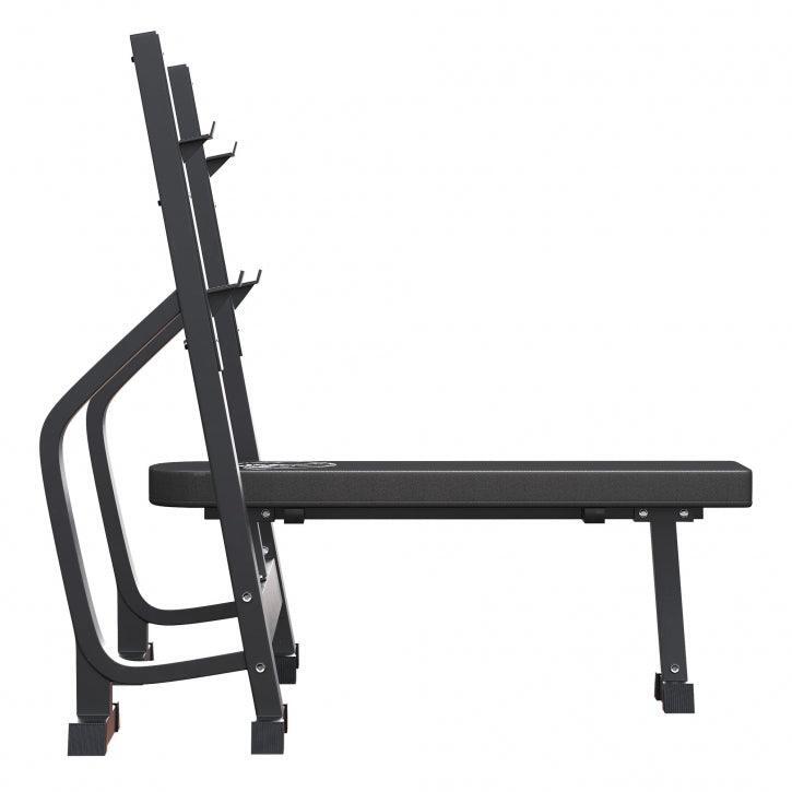 Vlakke Halterbank - Fitnessbank - Haltersteunen - Belastbaar tot 250 kg - Zwart 5/7
