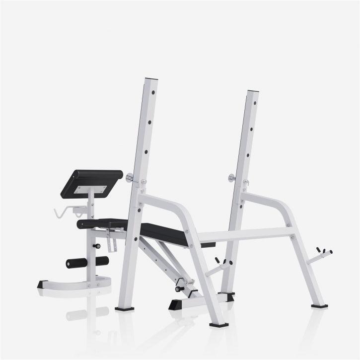 Halterbank met Squat Rack - Haltersteunen met 6 standen - Wit 4/7