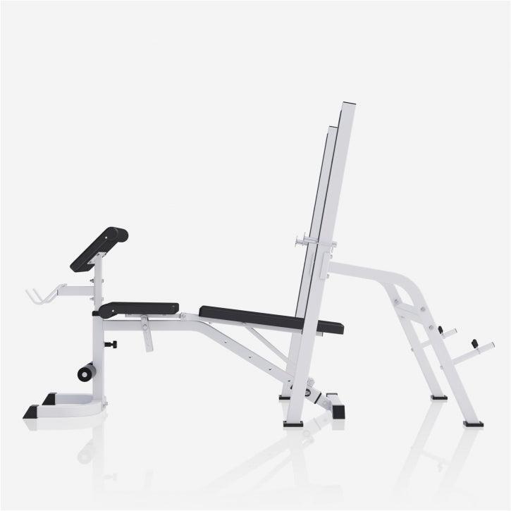Halterbank met Squat Rack - Haltersteunen met 6 standen - Wit 2/7