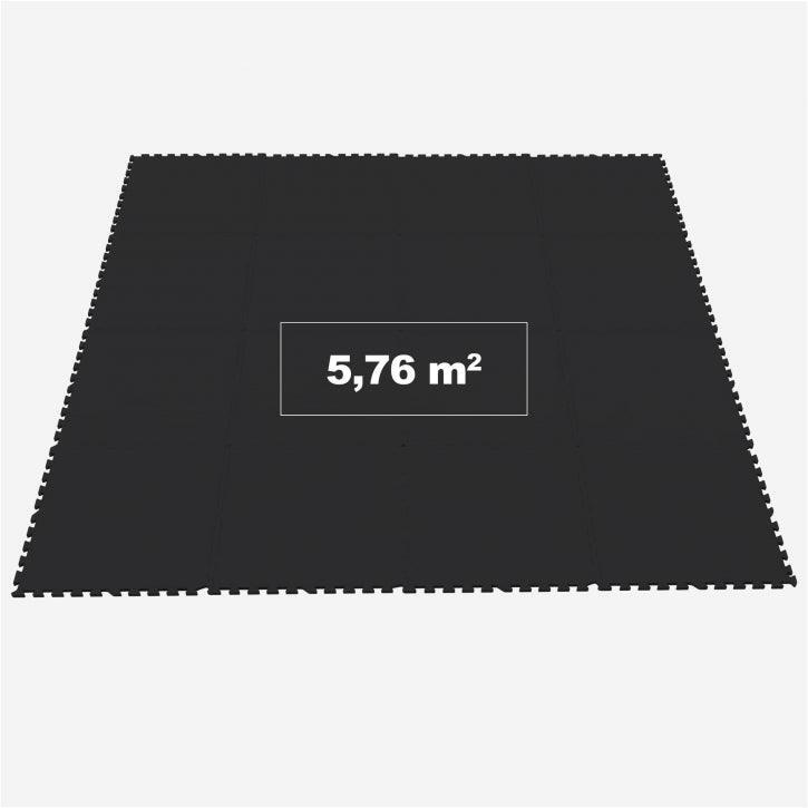 Tapis de protection - 16 pièces - Total 5,76 m2 - Noir - Sol sportif - Puzzle 4/7