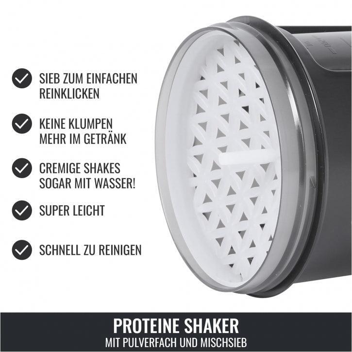 Shakebeker - Shaker - Met Poeder Opslag - 500 ml - Zwart 10/11