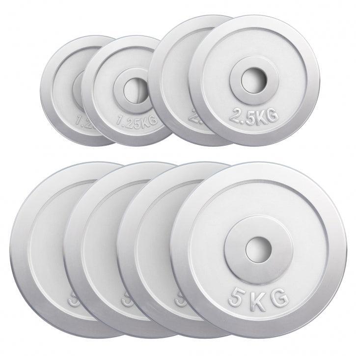 Gorilla Sports - 8 Disques De Poids Chromés |diametre 31 Mm| Musculation |4x5, 2x2,5 Et 2x1,25kg - Poids De Musculation - Gris - 20-30 Kg - Decathlon