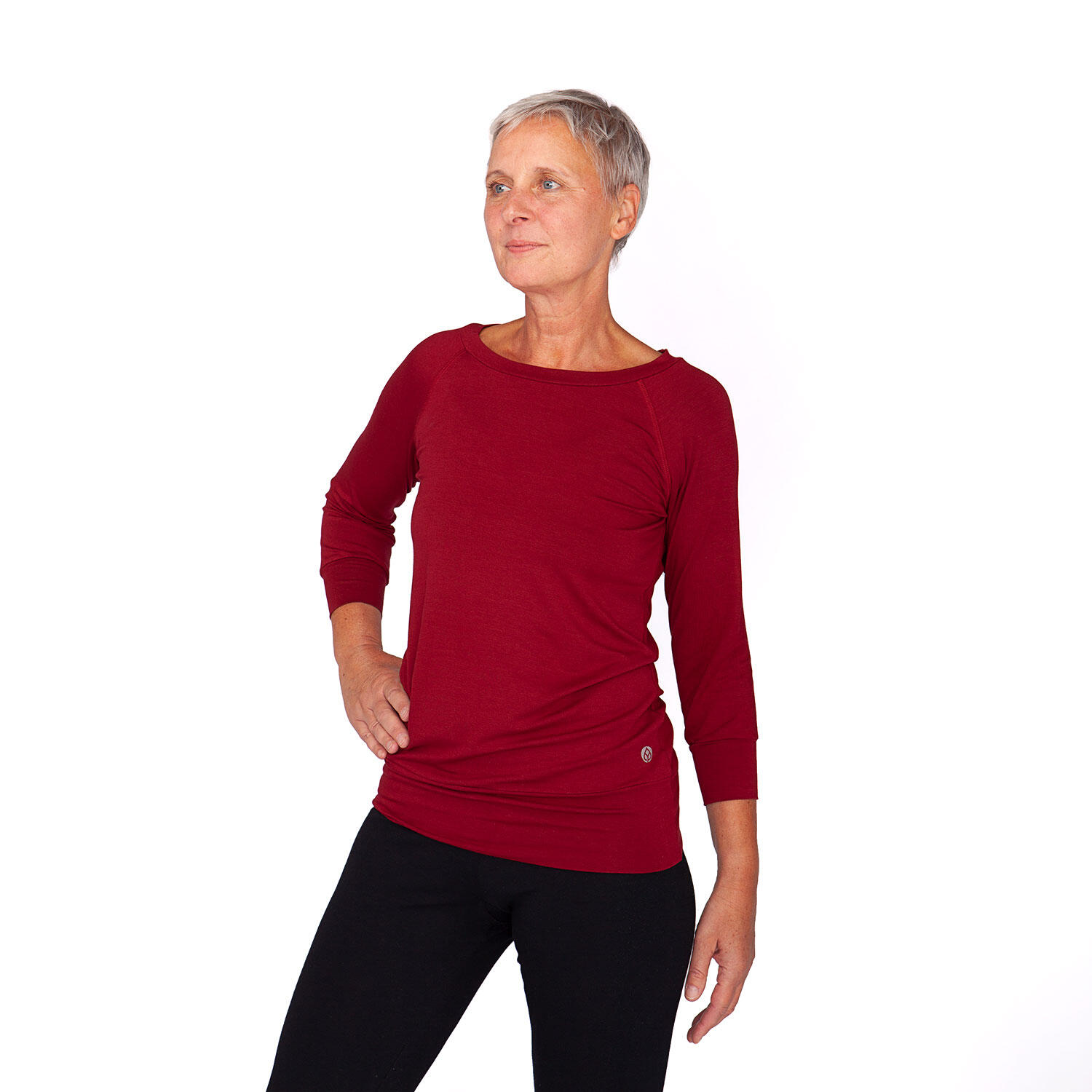 Casual ¾ Yoga Longsleeve, Modal, Bordeaux 4/6