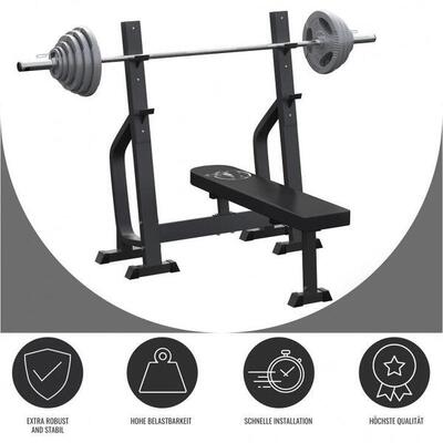 Vlakke halterbank met 130 kg olympische halter