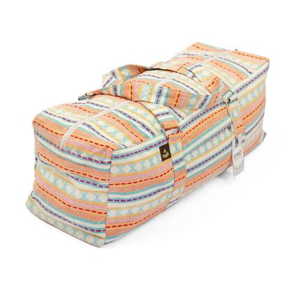 Collection ETHNO : sac de yoga en tissu jacquard, motif abricot et bleu clair