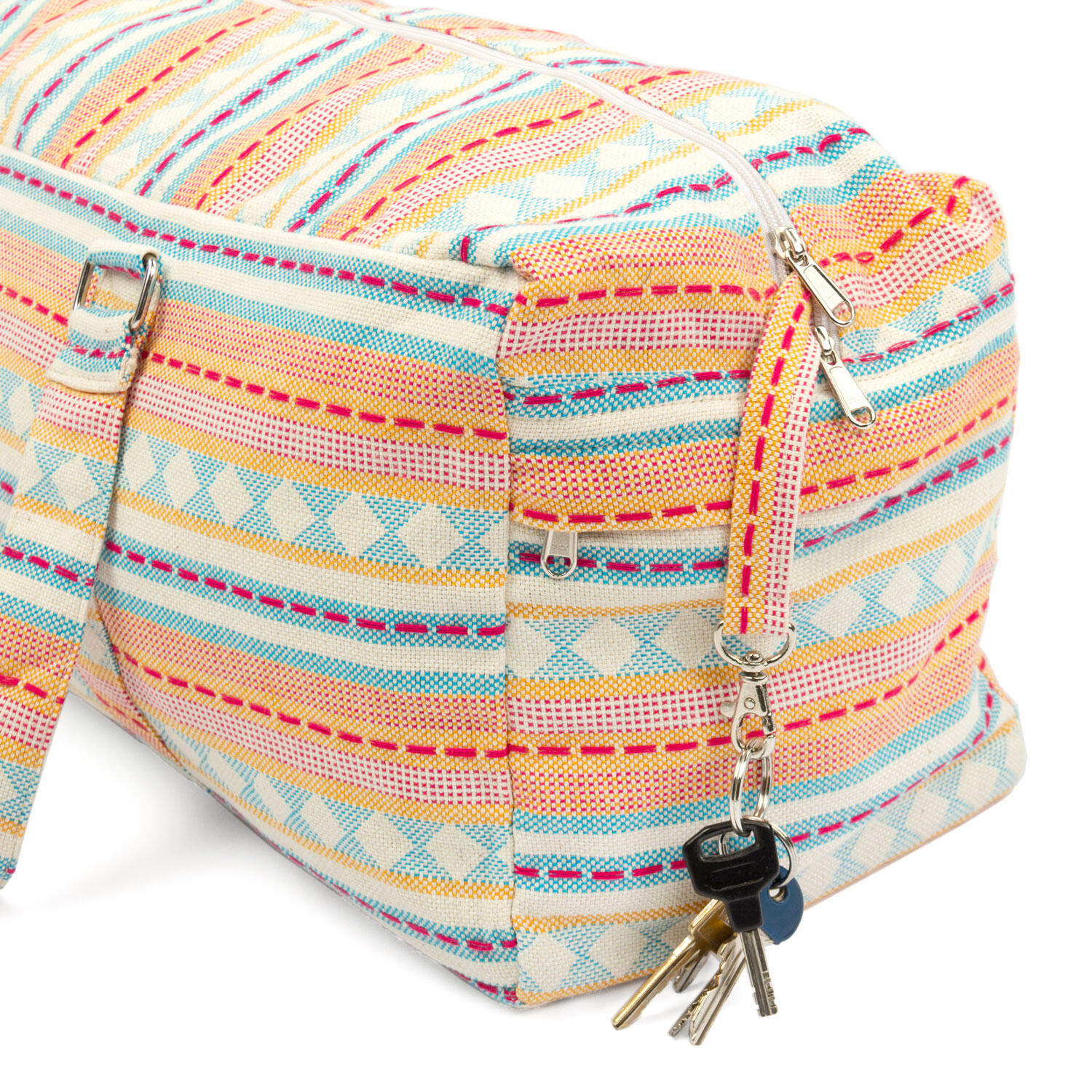 ETHNO Collection: Yoga Kit Bag Jacquard-Webstoff, apricot-hellblau gemustert 5/6