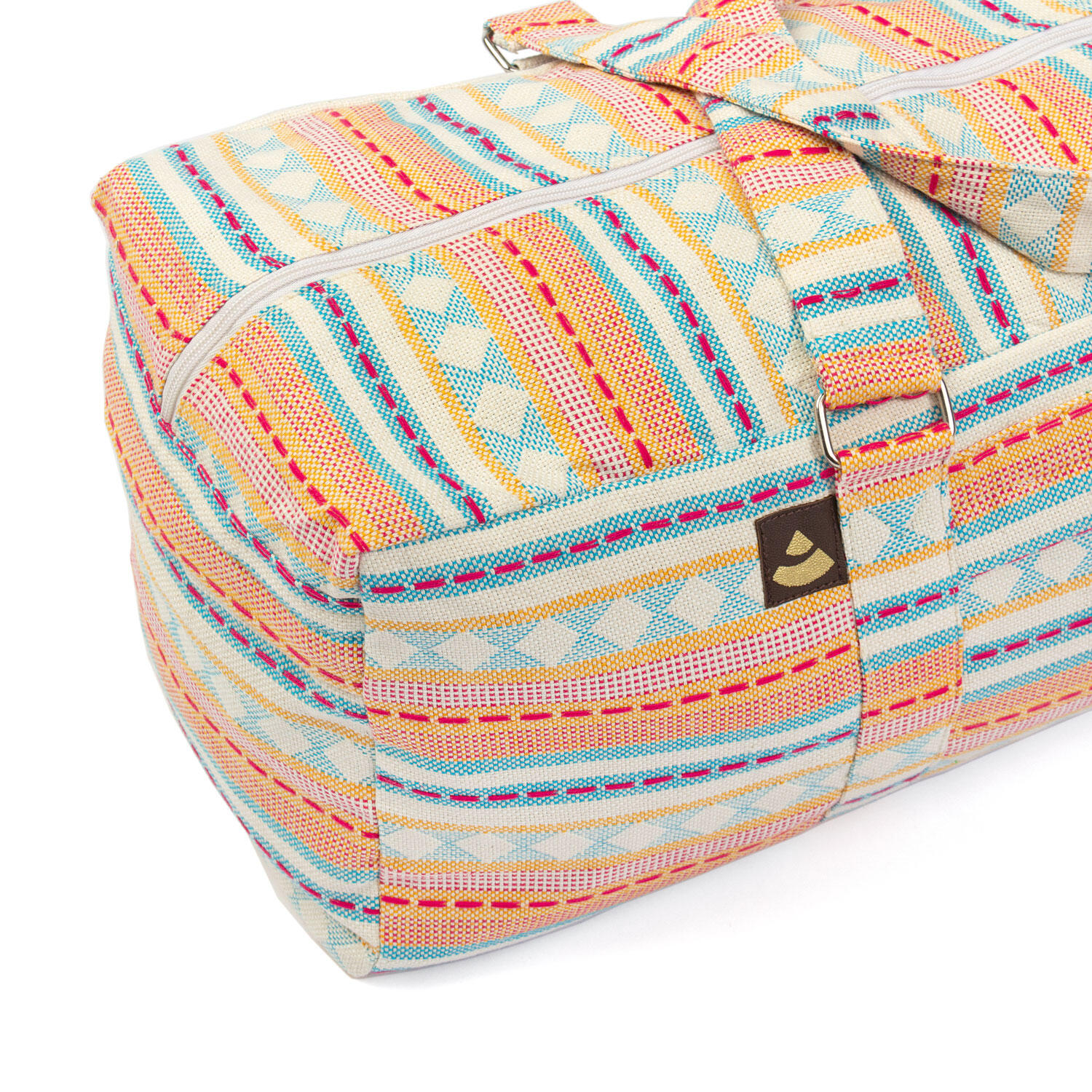 ETHNO Collection: Yoga Kit Bag Jacquard-Webstoff, apricot-hellblau gemustert 4/6