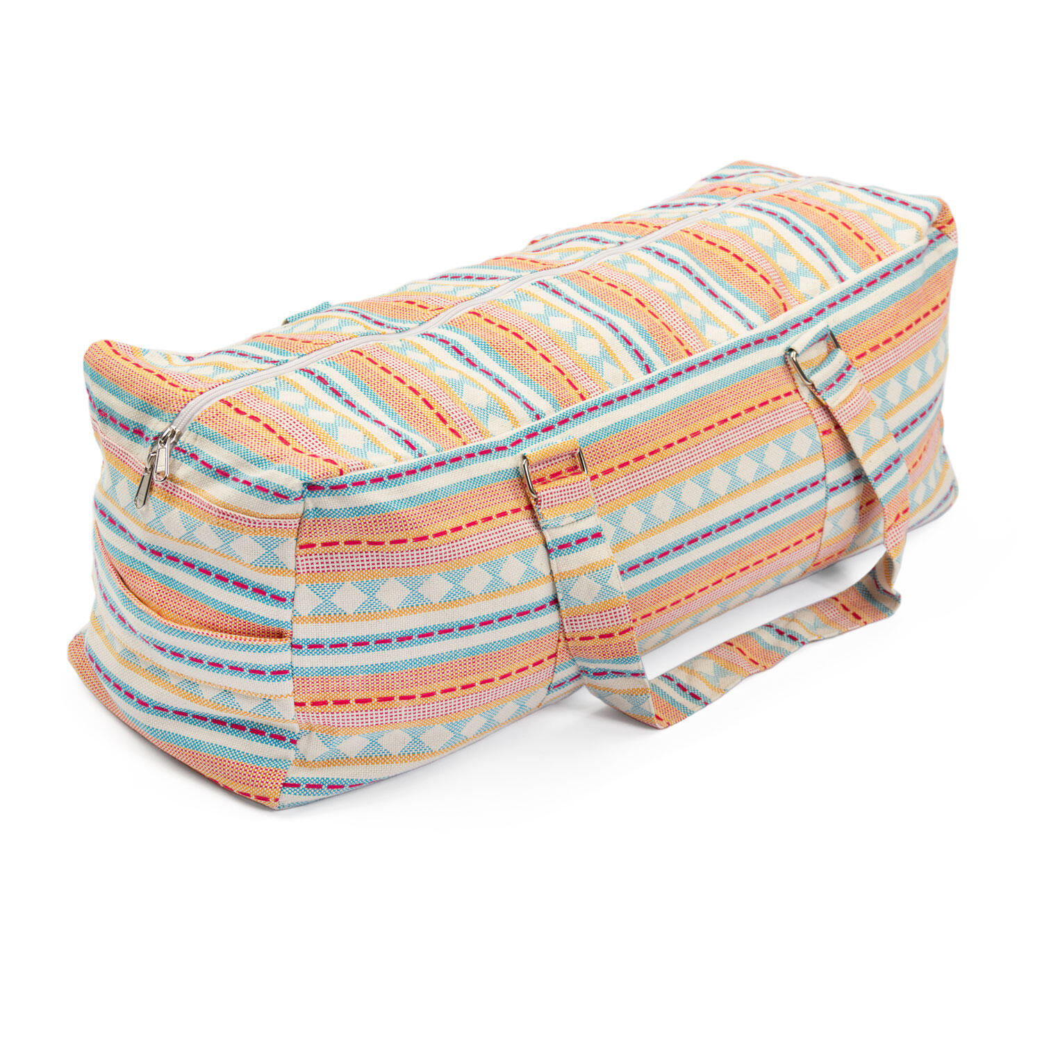 ETHNO Collection: Yoga Kit Bag Jacquard-Webstoff, apricot-hellblau gemustert 2/6
