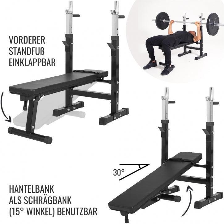 Halterbank Zwart met 100 kg Halterset - Fitnessbank - Halter met gewichten - 6/7