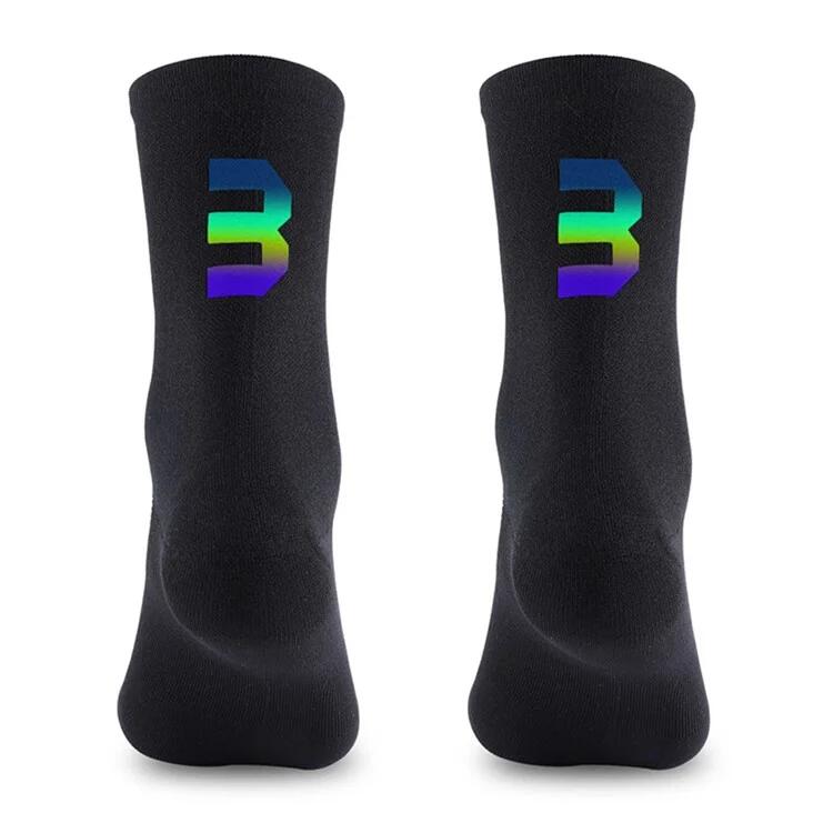 WEST BIKING Digital Reflective Cycling Socks Size 39-46 - Black / 3