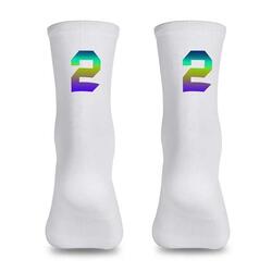 Chaussettes de Cyclisme Réfléchissantes Numériques Taille 39-46 - Blanc / 2