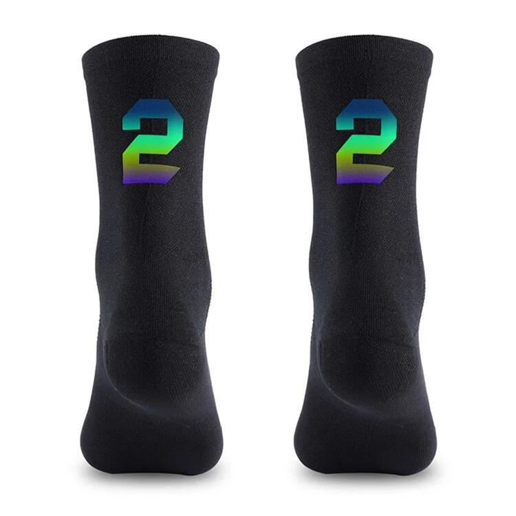 WEST BIKING Digital Reflective Cycling Socks Size 39-46 - Black / 2