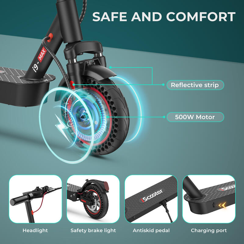 Trottinette électrique iScooter i9 Max 10'' 36V 10 Ah contrôlée par APP