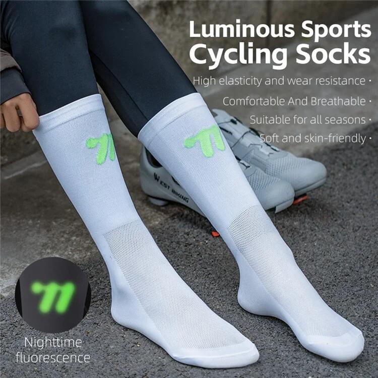 Calzini Sportivi Corsa Ciclismo Riflettenti Traspiranti - Bianco 5/7